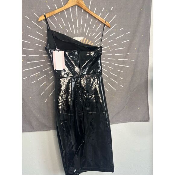 NWT Avec Les Files Faux-Ever Leather One Shoulder Dress - Picture 5 of 6